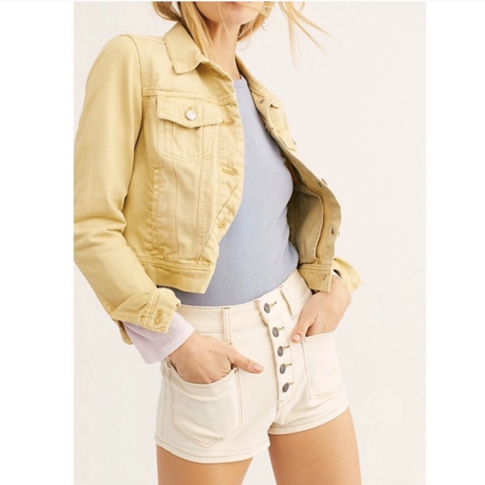🆕️ Free People Bohemian Ivory Denim Shorts Cotton‐Spandex